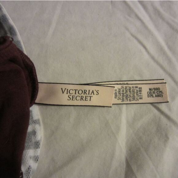 Maroon Logo Band Bralette Victoria’s Secret Medium Soft Cotton Stretch - Picture 4 of 9